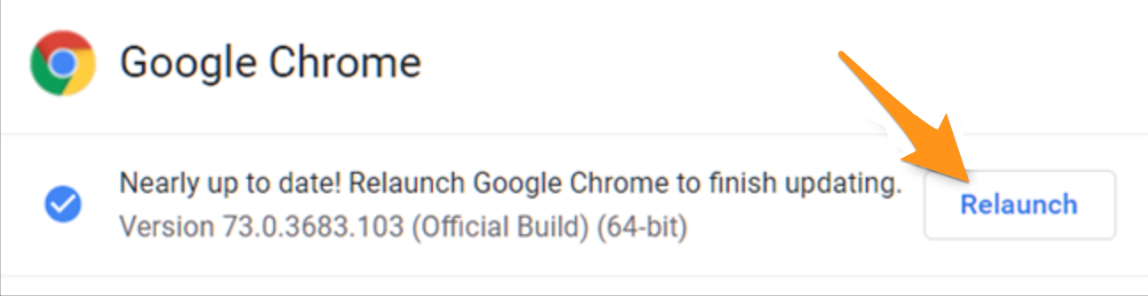 relaunch google chrome to finish updating