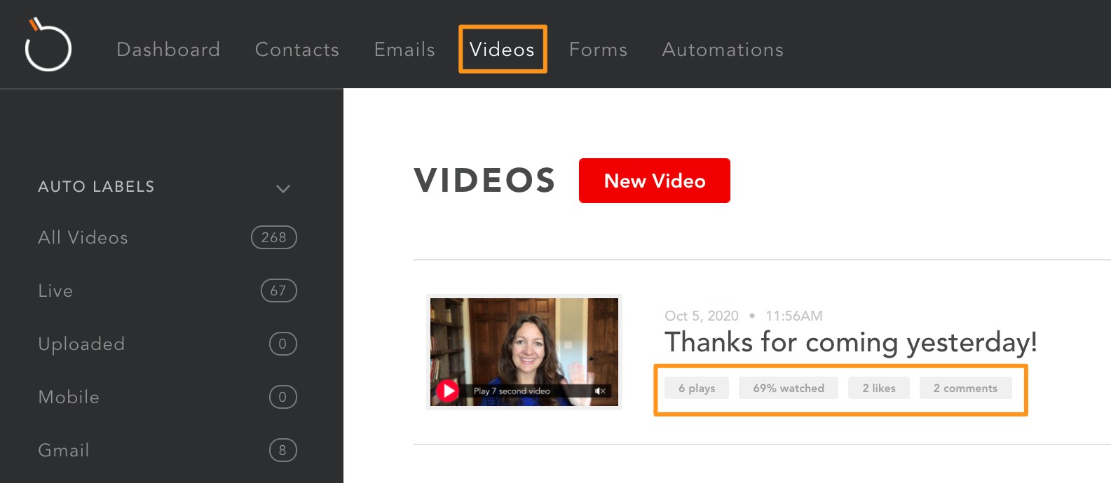 Video tracking BombBomb