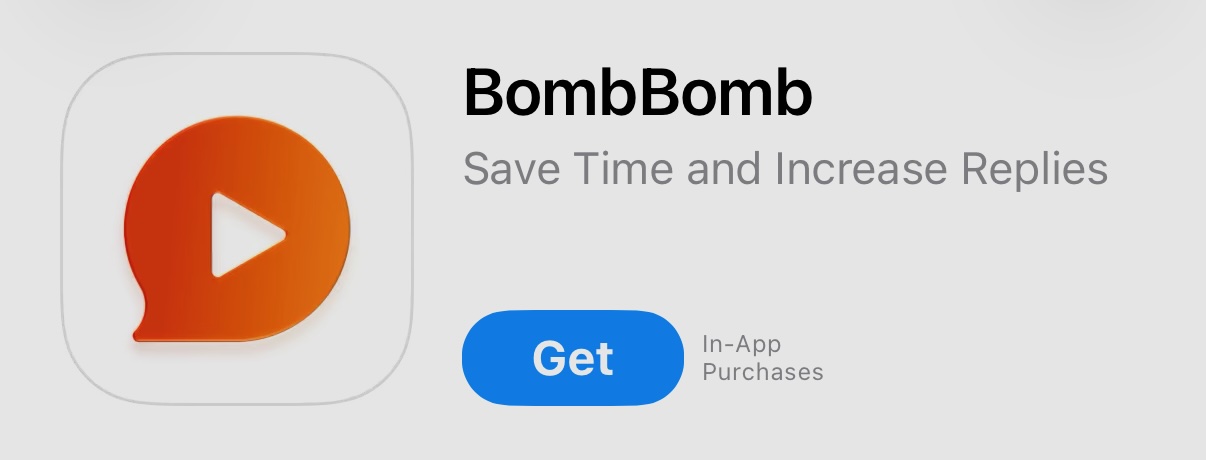 The BombBomb listing in the App Store with the Get button